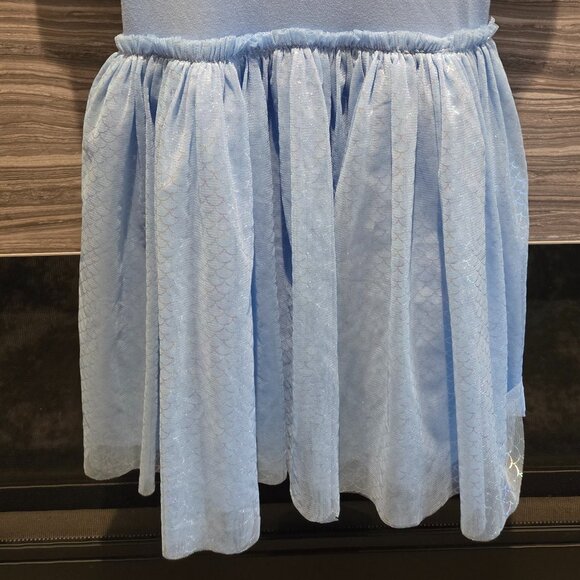 Monkey Bars Girls' Light Blue "Mermaid Magic" Graphic Dress with Tulle Skirt - S - Picture 3 of 4